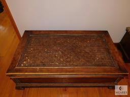 Large Coffee Table Wood with Metal Base