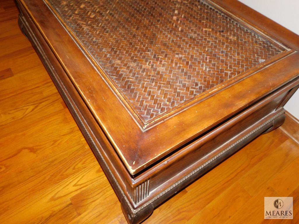 Large Coffee Table Wood with Metal Base