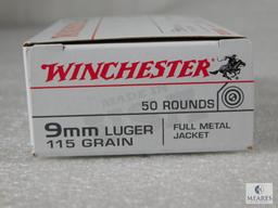 50 Rounds Winchester 9mm Ammo. 115 Grain FMJ