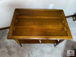 Beautiful Mid-Century Wood End Table with Inlay