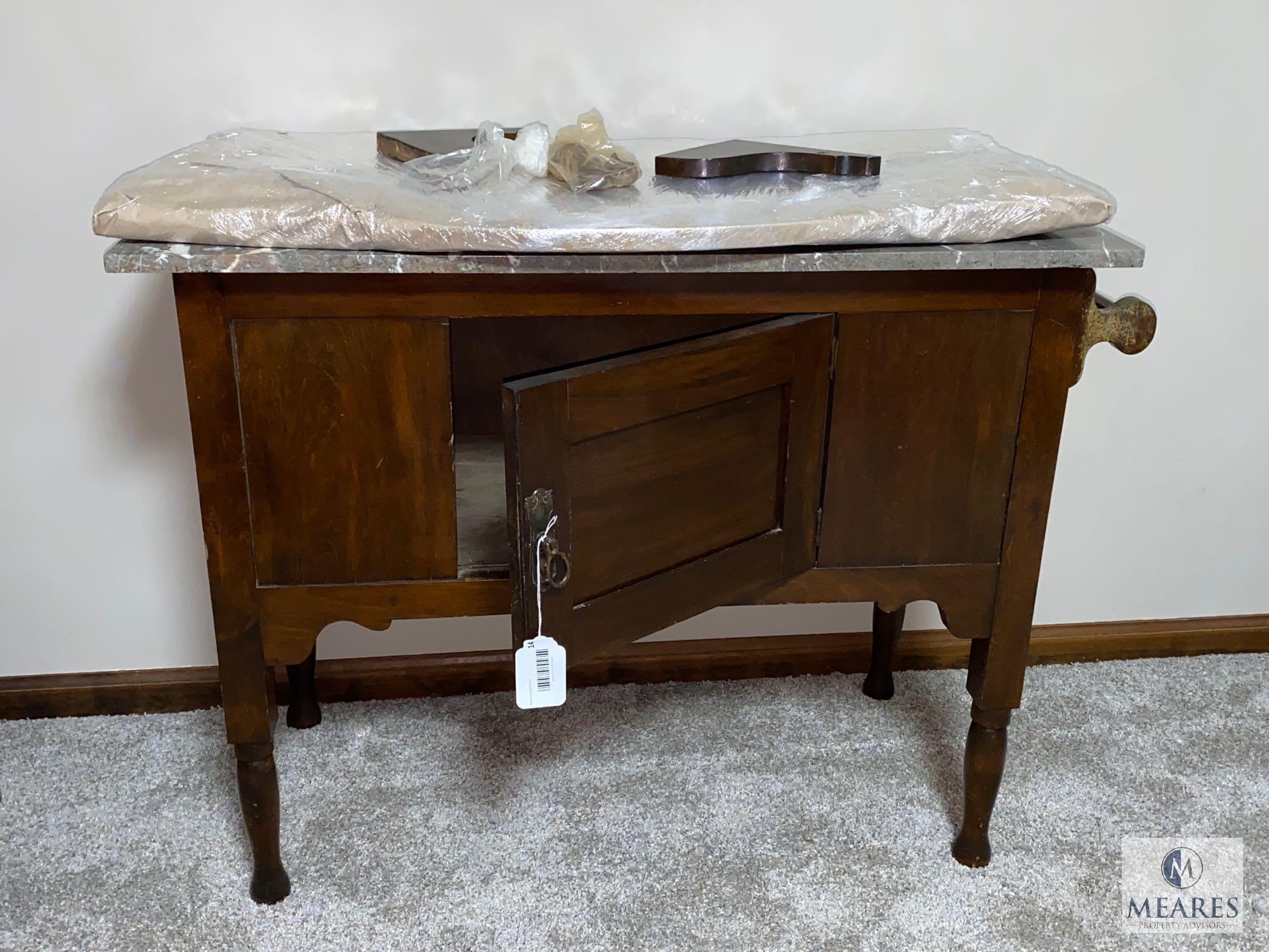 Antique Wood and Marble Washstand