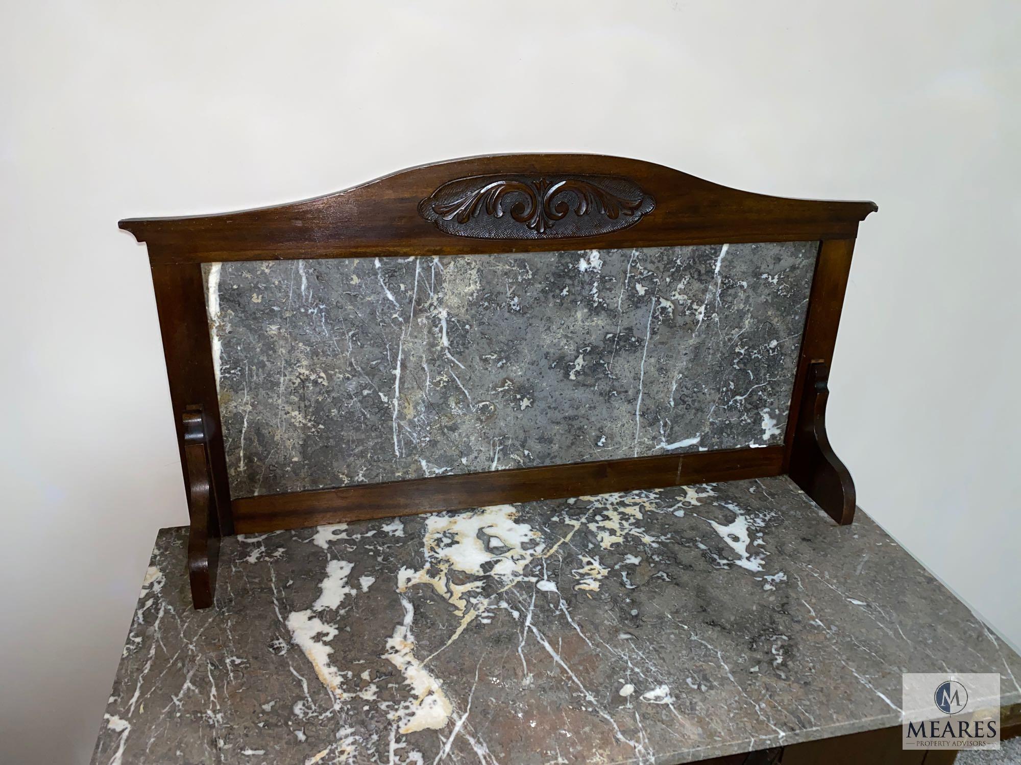 Antique Wood and Marble Washstand