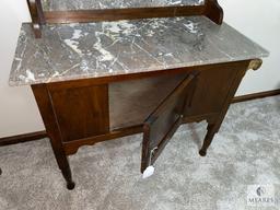 Antique Wood and Marble Washstand