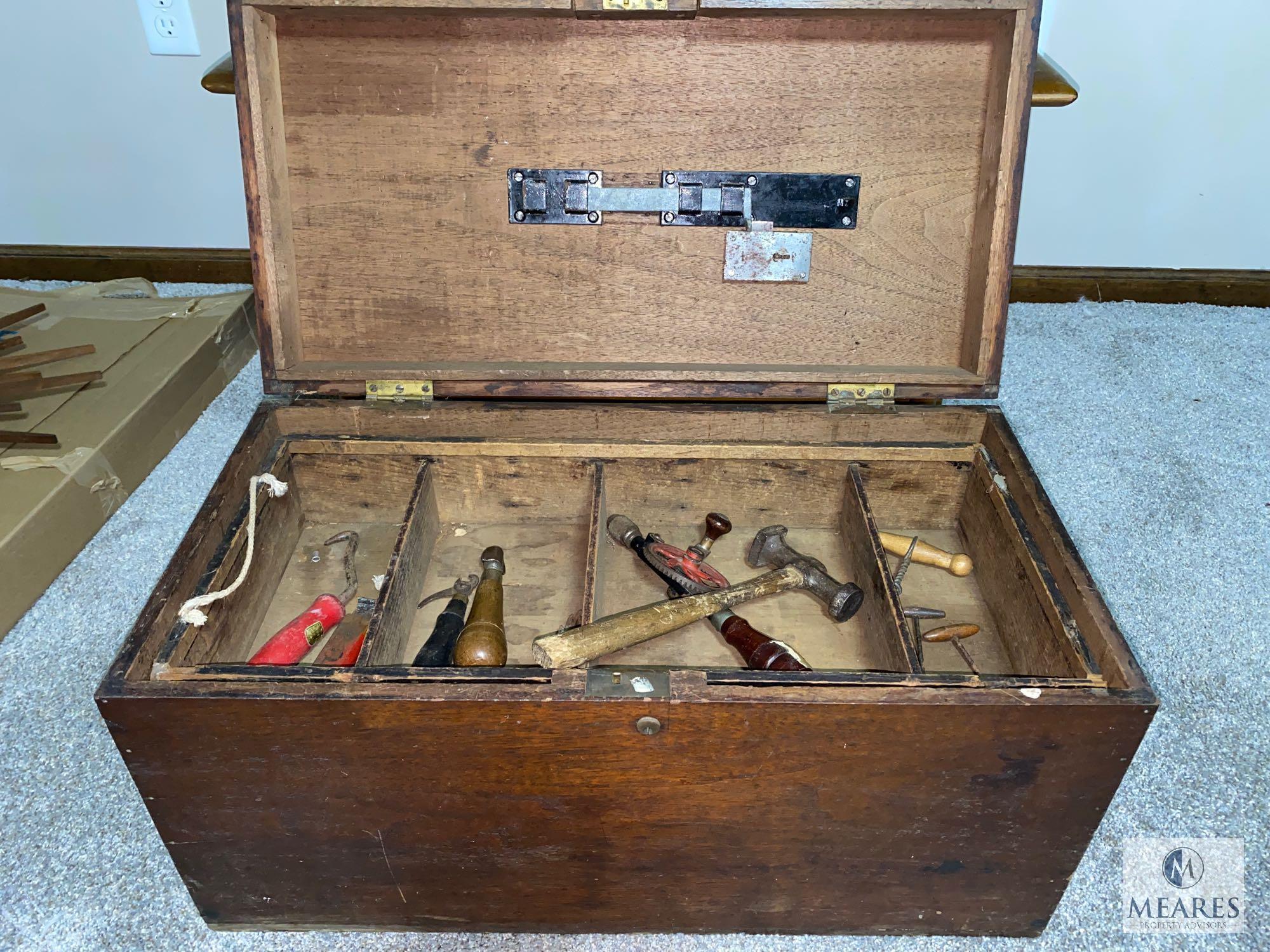 Vintage Tool Chest with Small Assortment of Tools