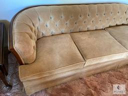 Vintage Broyhill Curved Back Sofa with Wood Accents