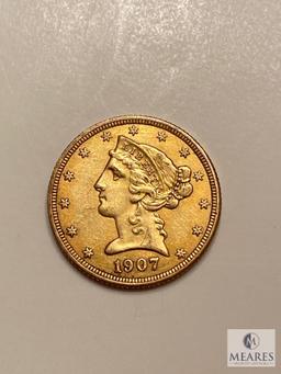 1907-D Five Dollar Liberty Gold Coin