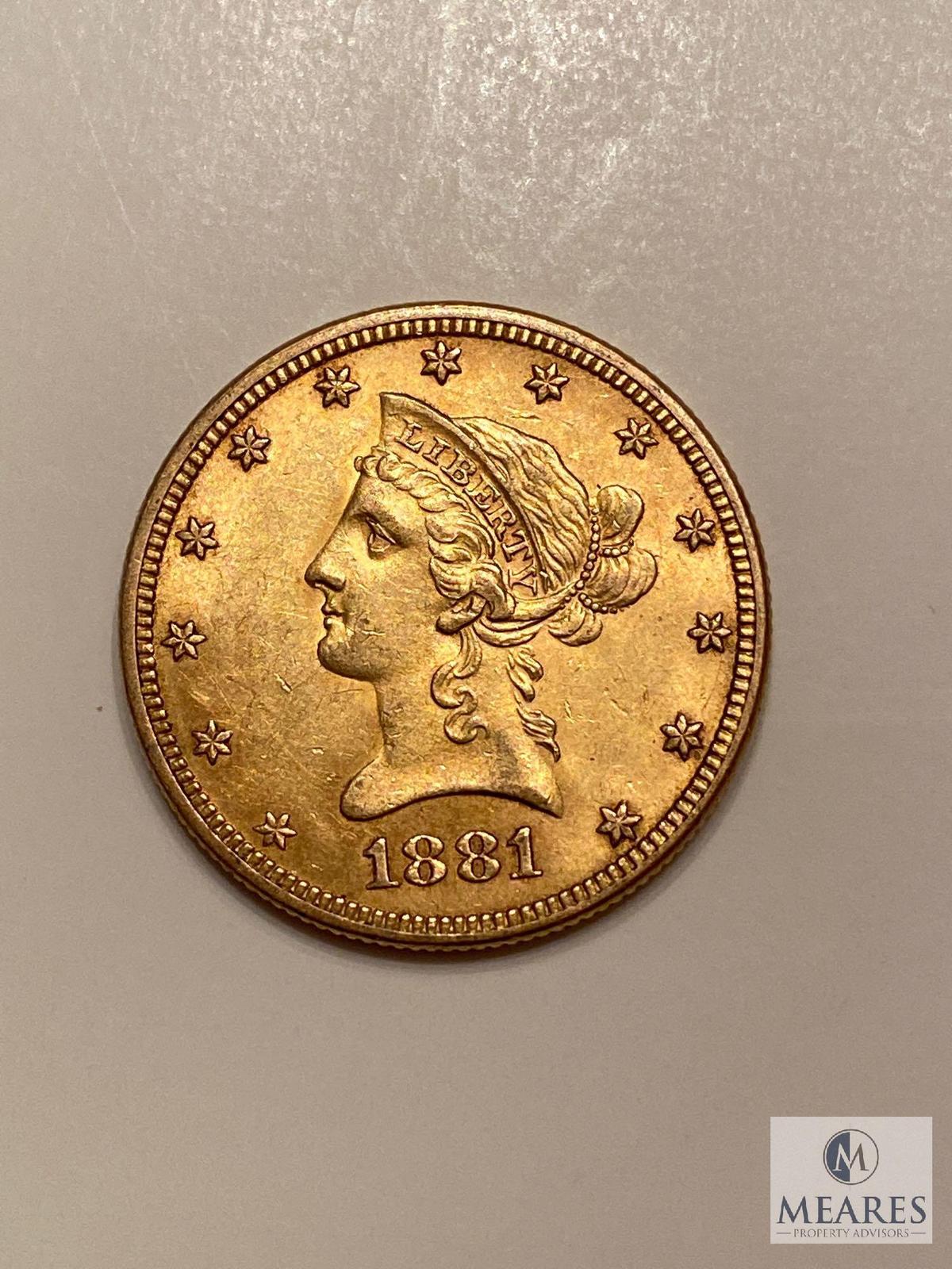 1881 Ten Dollar Liberty Gold Coin