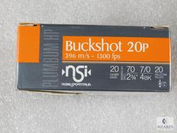 70 Rounds Nobel Sport .20 Gauge Buckshot 2 3/4" #4 Buck 1300 FPS