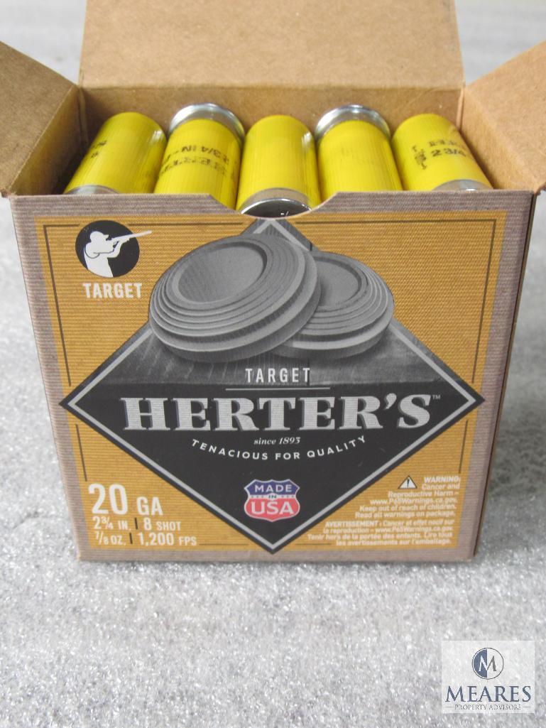 25 Rounds Herter's 20 Gauge 2-3/4" 8 Shot 7/8 oz 1200 FPS Shotgun Shells