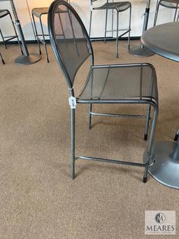 Metal Height-Adjustable Pub Table with Pair of Matching Metal Chairs