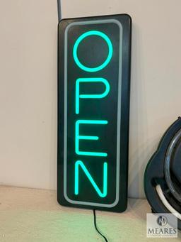 Rectangular LED OPEN Sign and Non-Functioning Neon Oval OPEN Sign