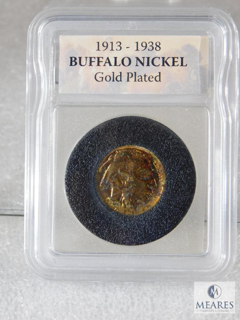 1930 & 1934 Gold Plated Buffalo Nickels & 1912 Liberty Nickel