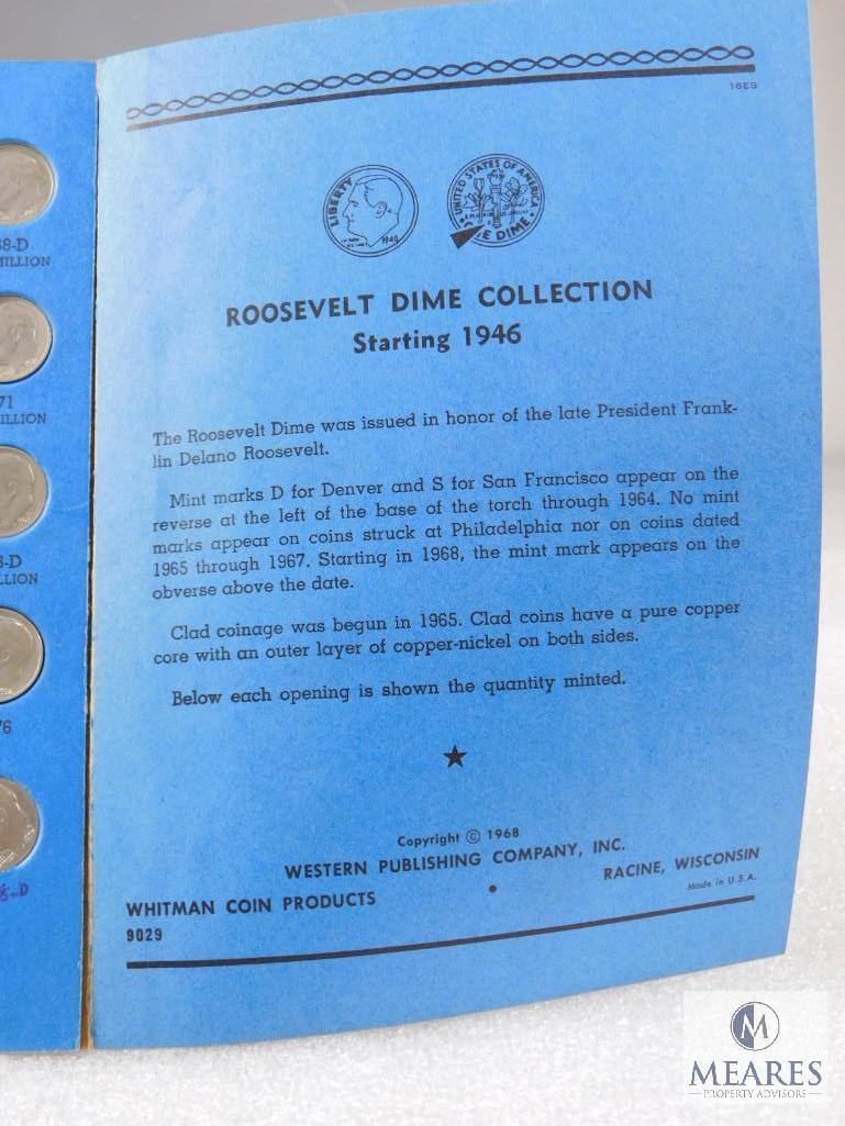 1946-1978 Roosevelt Dime Partial Set with 33 Silver Dimes, Many BU and Has Key 1955-P-D-S