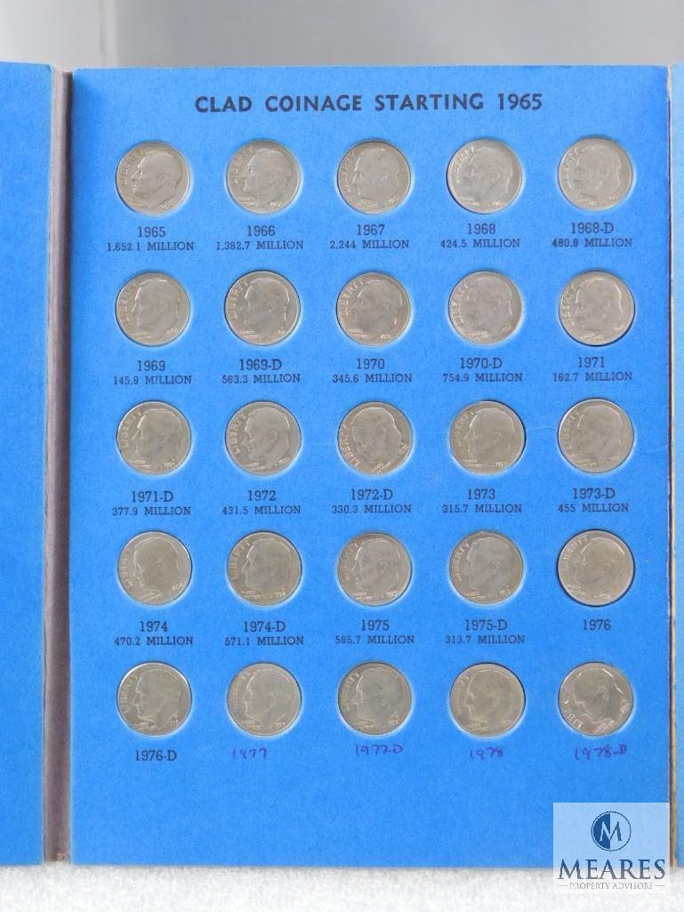 1946-1978 Roosevelt Dime Partial Set with 33 Silver Dimes, Many BU and Has Key 1955-P-D-S