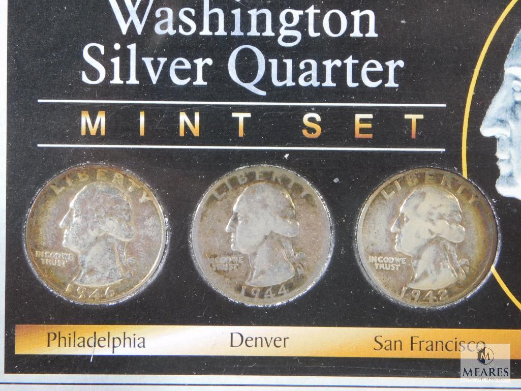 2 Washington Silver Quarter Sets: 1942-S, 1944-D, 1946-P, 1964 P&D (choice BU)