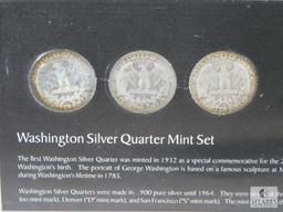 2 Washington Silver Quarter Sets: 1942-S, 1944-D, 1946-P, 1964 P&D (choice BU)