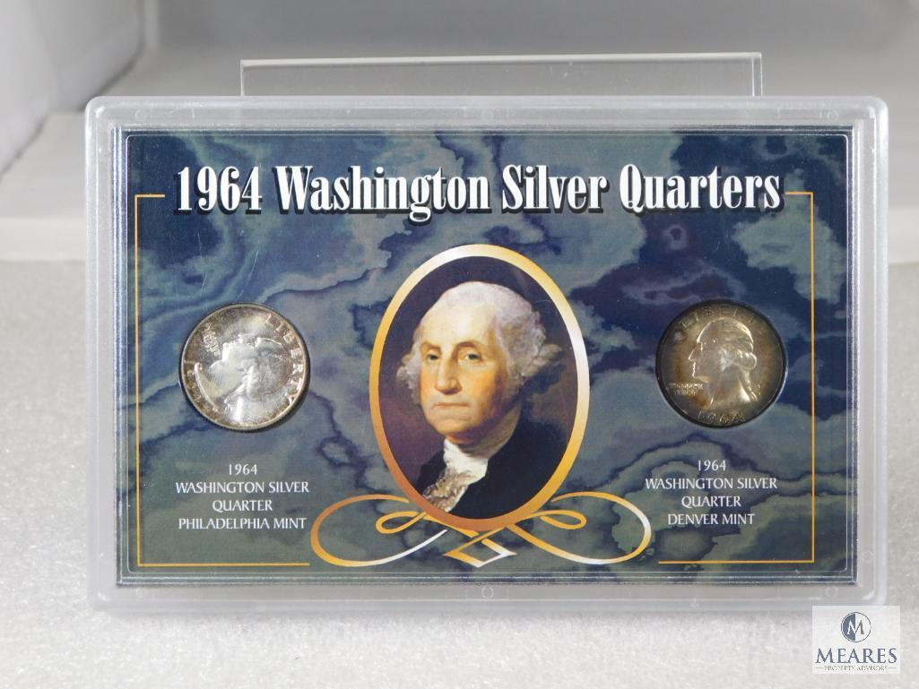 2 Washington Silver Quarter Sets: 1942-S, 1944-D, 1946-P, 1964 P&D (choice BU)