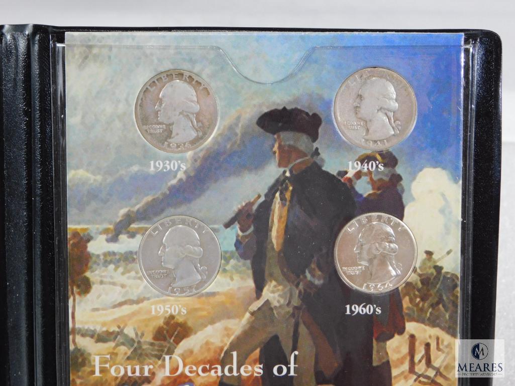 4 Decades of Silver Quarters 1930, 1940, 1950-D, 1964 BU
