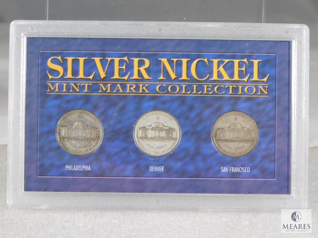 Three Different Nickel Sets includes Buffalo, Liberty, 24KT. Gold Plated & 4 Silver WWII