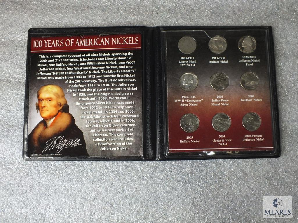 Two Nickel Sets: Type Set of 20th & 21st Centuries & WWII P-D-S Silver Set in Display Folders