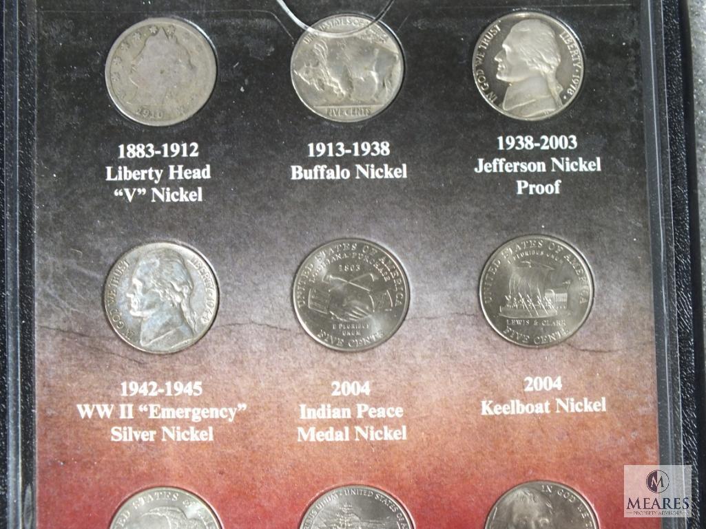 Two Nickel Sets: Type Set of 20th & 21st Centuries & WWII P-D-S Silver Set in Display Folders