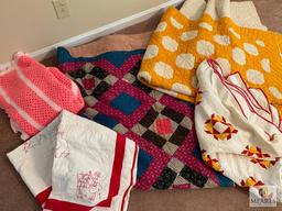 Lot of Vintage Homemade Quilts and Afghans