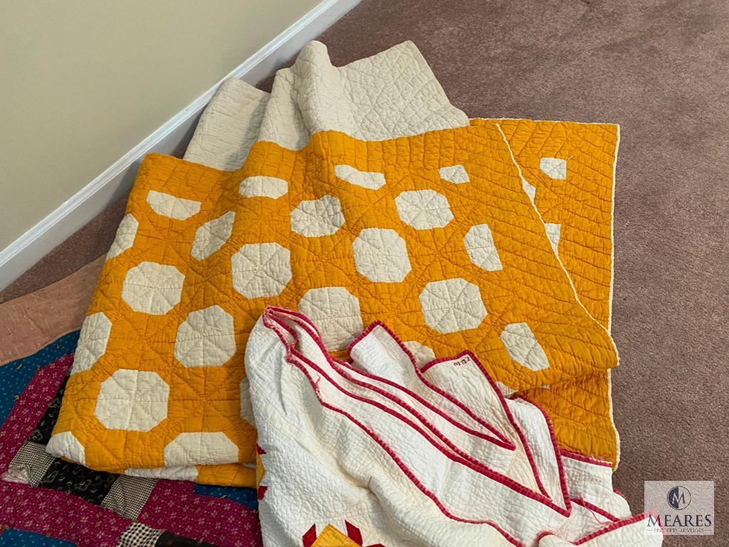 Lot of Vintage Homemade Quilts and Afghans