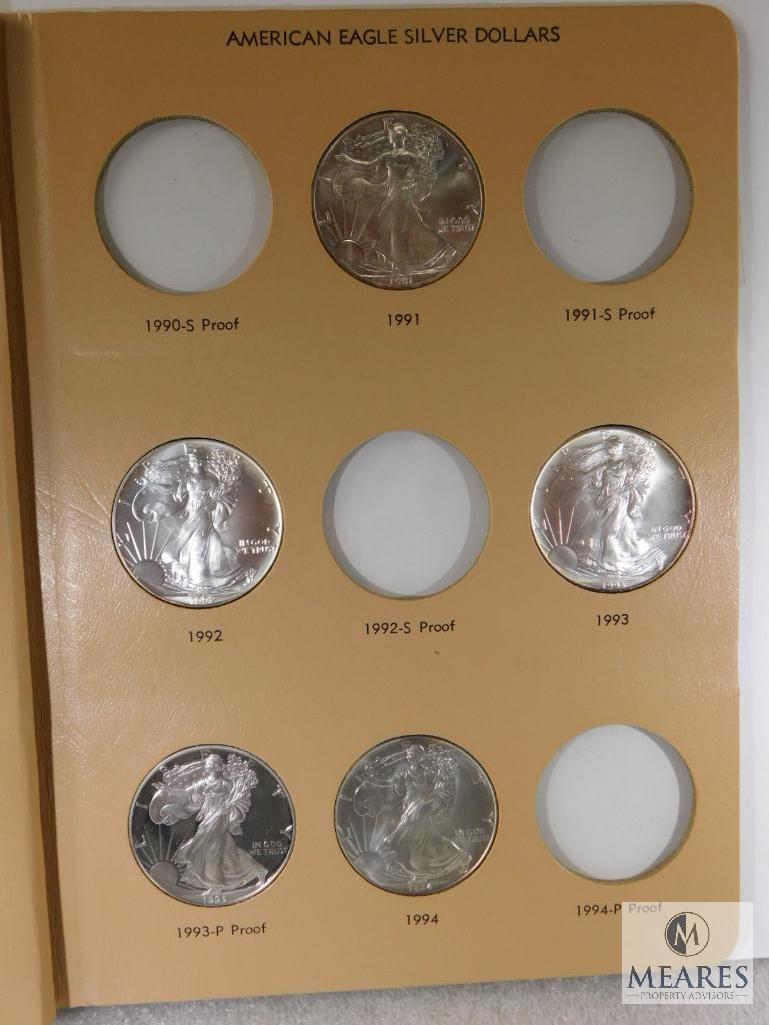 American Eagle Silver Dollar Set in Archival Quality Binder - 21 Coins