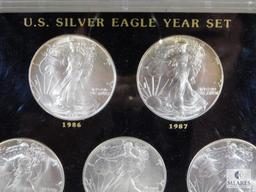 US Silver Eagle Set of Eight Coins - 1986 through 1993