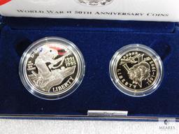 US Mint 1991-1995 World War II 50th Anniversary Two-Coin PROOF Set