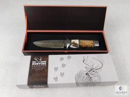 Big Game Hunting Daggers Whitetail Deer Fixed Blade Knife Damascus & Engraved Blade