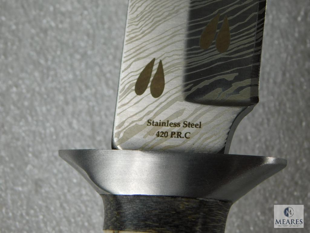 Big Game Hunting Daggers Whitetail Deer Fixed Blade Knife Damascus & Engraved Blade
