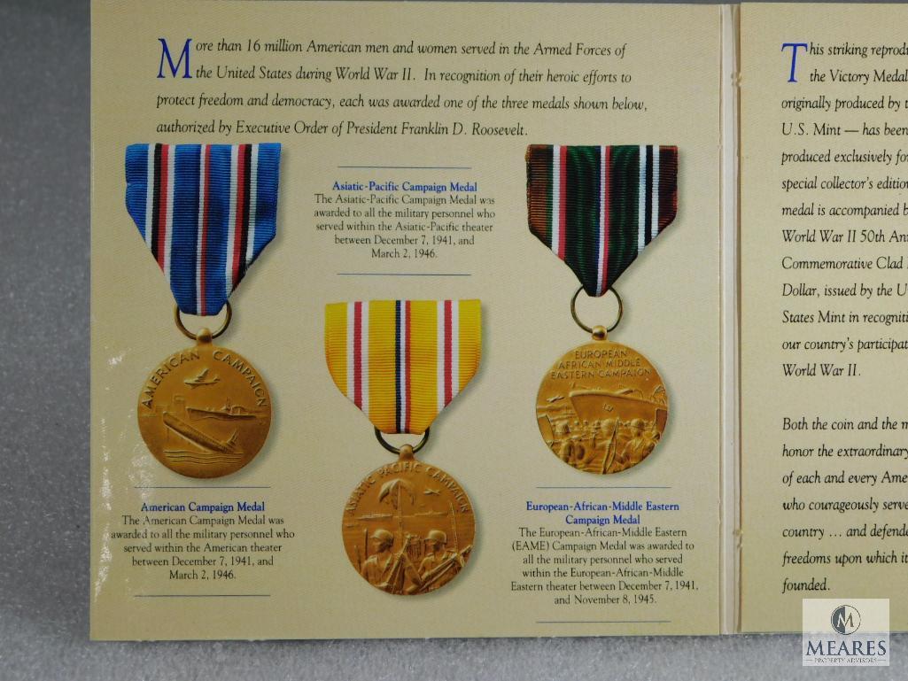 US Mint World War II 50th Anniversary Commemorative Coin and Victory Medal Set