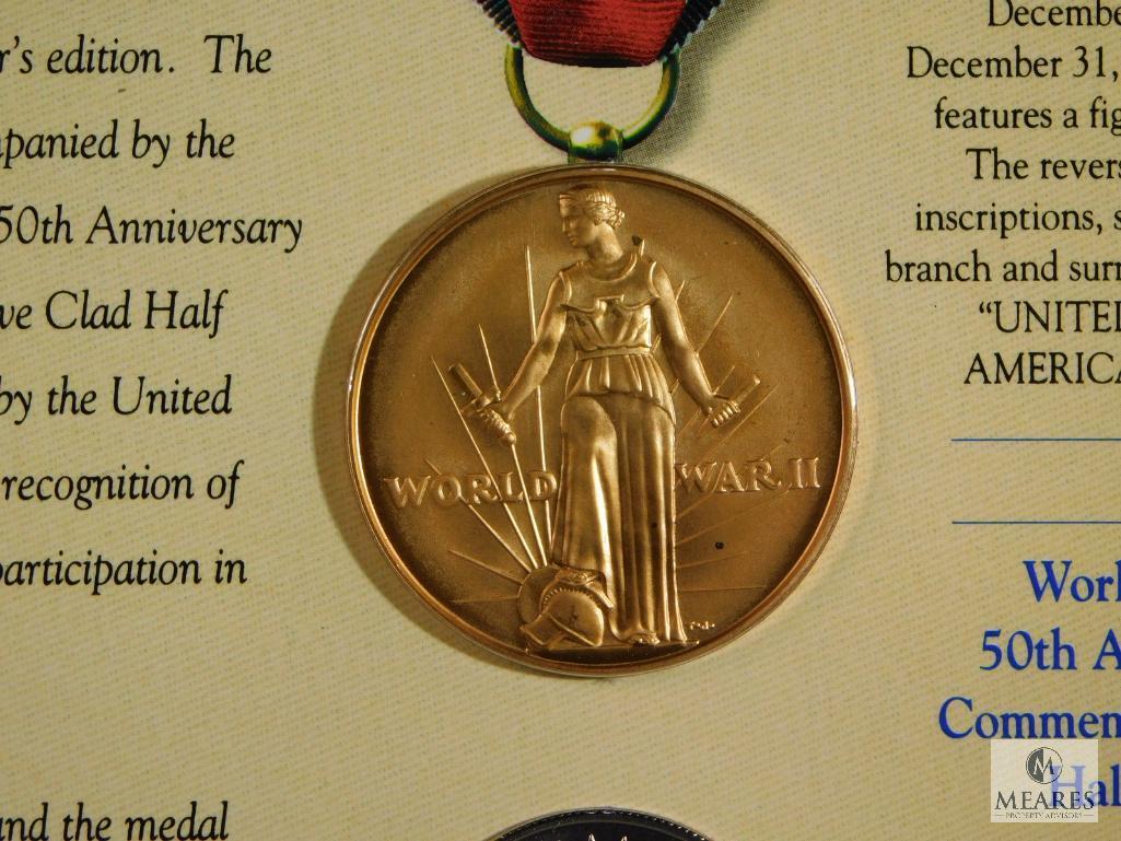 US Mint World War II 50th Anniversary Commemorative Coin and Victory Medal Set