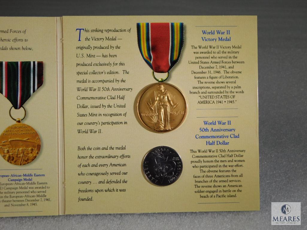 US Mint World War II 50th Anniversary Commemorative Coin and Victory Medal Set