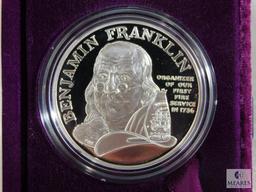 US Mint Ben Franklin Firefighters Silver Medal - Proof Silver Medal