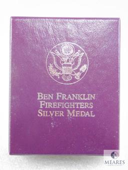 US Mint Ben Franklin Firefighters Silver Medal - Proof Silver Medal