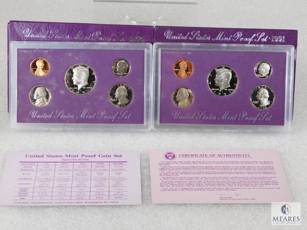 1990 and 1991 US Mint Proof Coin Sets