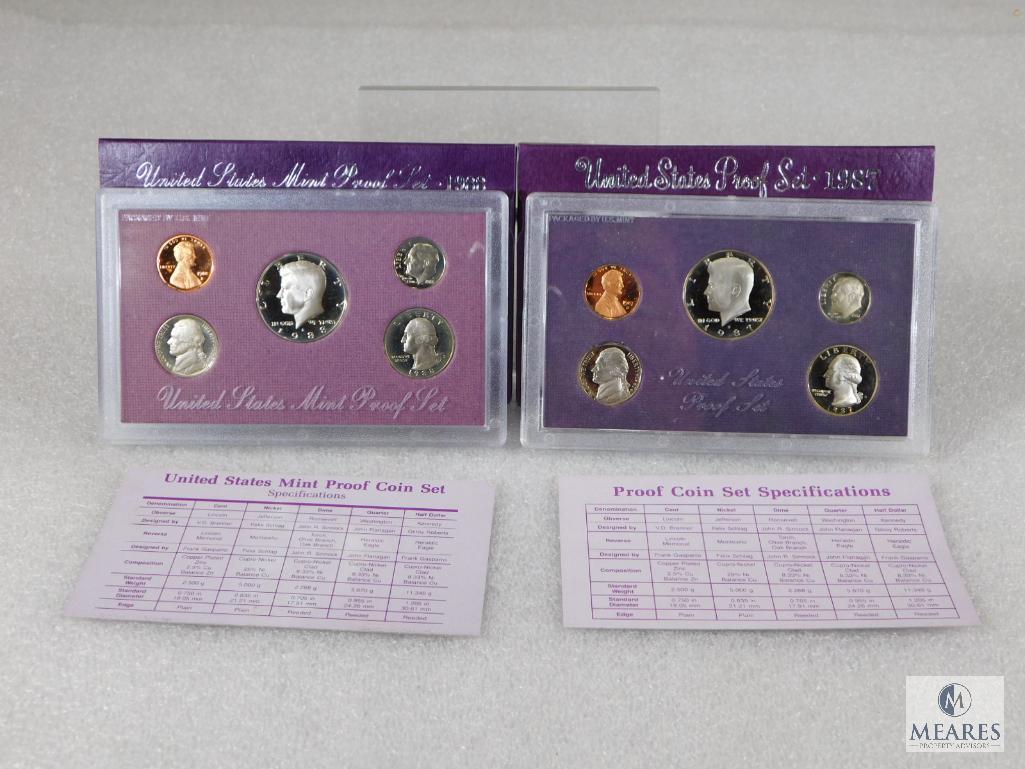 1986 and 1987 US Mint Proof Coin Sets