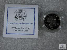 Group of Two 1999 Proof Susan B Anthony Dollars