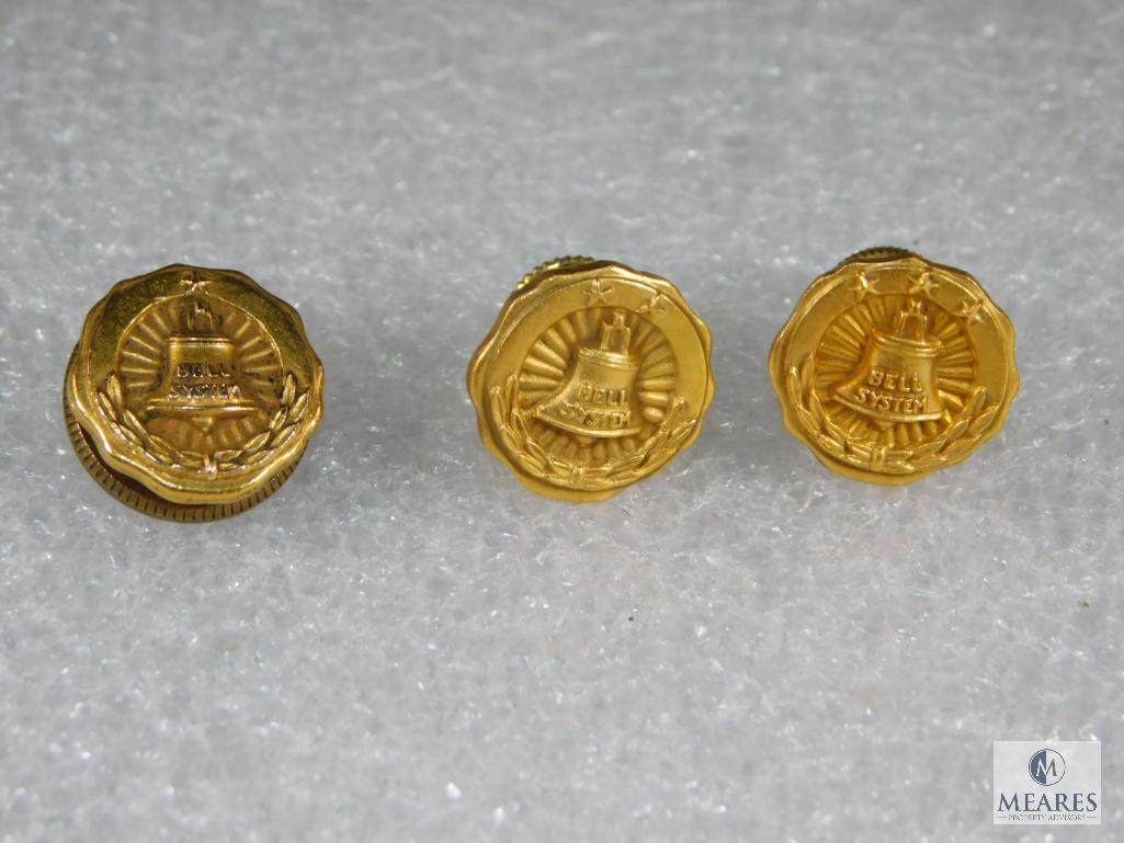 Lot Of Three Bell System Pins - Gold Filled With Pin Backs