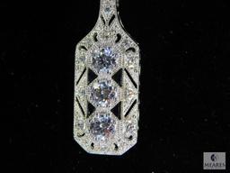 Sterling And CZ Antique Style Pendant And Chain.