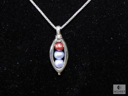 Sterling Necklace And Freshwater Pearls Pendant.