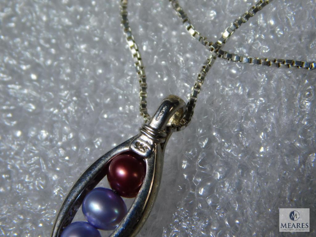 Sterling Necklace And Freshwater Pearls Pendant.