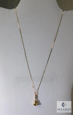 14K Yellow Gold Necklace and Bell Pendant.