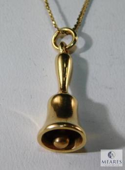 14K Yellow Gold Necklace and Bell Pendant.