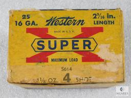 25 Rounds Western Super X 16 Gauge 2-9/16" Cardboard Shells Vintage Box