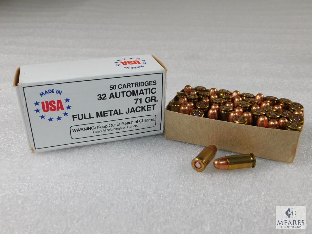 50 Rounds USA Made .32 Auto 71 Grain FMJ Ammo