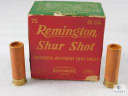 25 Rounds Remington ShurShot 2-9/16" Shotgun Shells Vintage Box Cardboard Shells