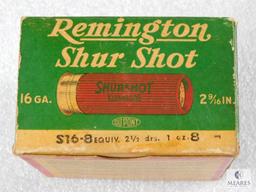 25 Rounds Remington ShurShot 2-9/16" Shotgun Shells Vintage Box Cardboard Shells
